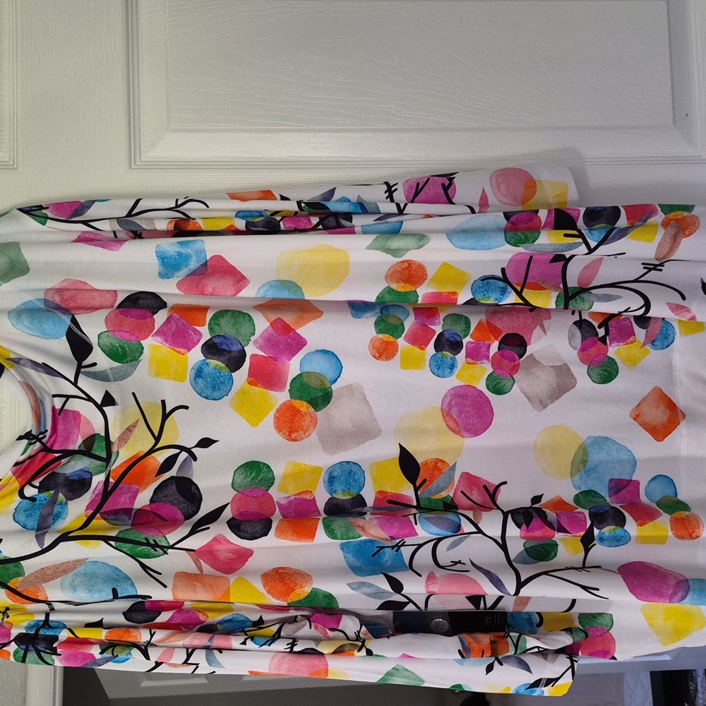 NWT Ali Miles Multi Color Abstract, Crew Neck, 3/4 Sleeve Tunic - Size 2X - Picture 4 of 6